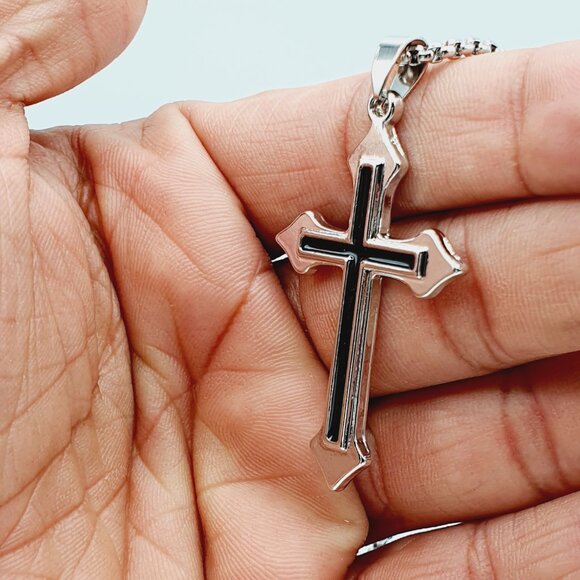 ❤️Cross Nail Chain scarecrow gothic Necklace, N90201P122 - Picture 11 of 13